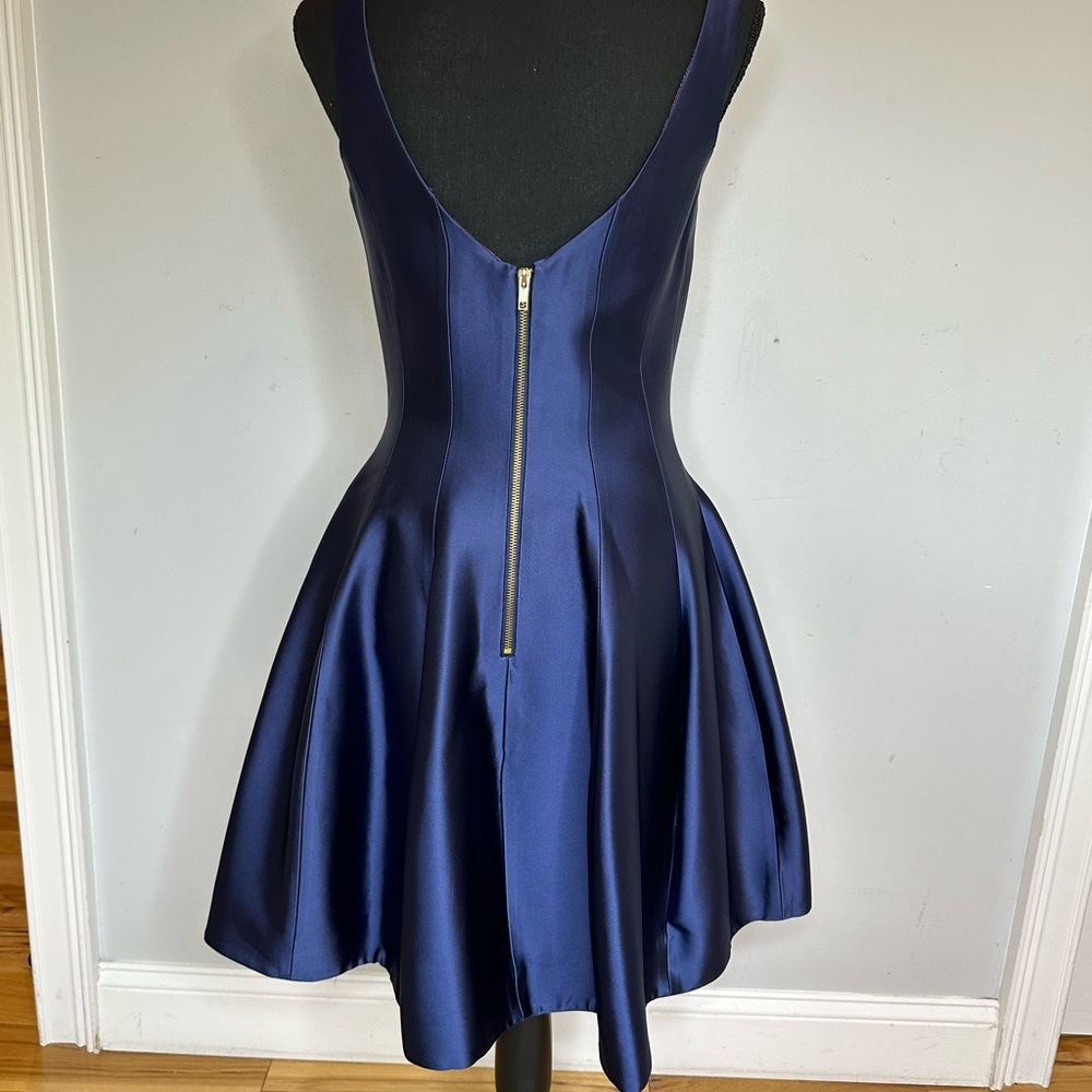 AQUA blue/purple satin bubble flair dress size 4